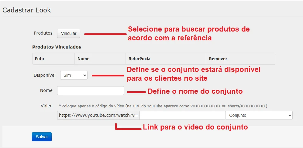 principais botões do módulo: